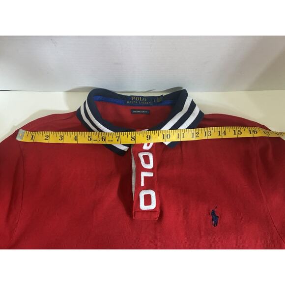 Polo Ralph Lauren Slim Fit Red Striped Mesh Polo (Men’s L) - Picture 11 of 12